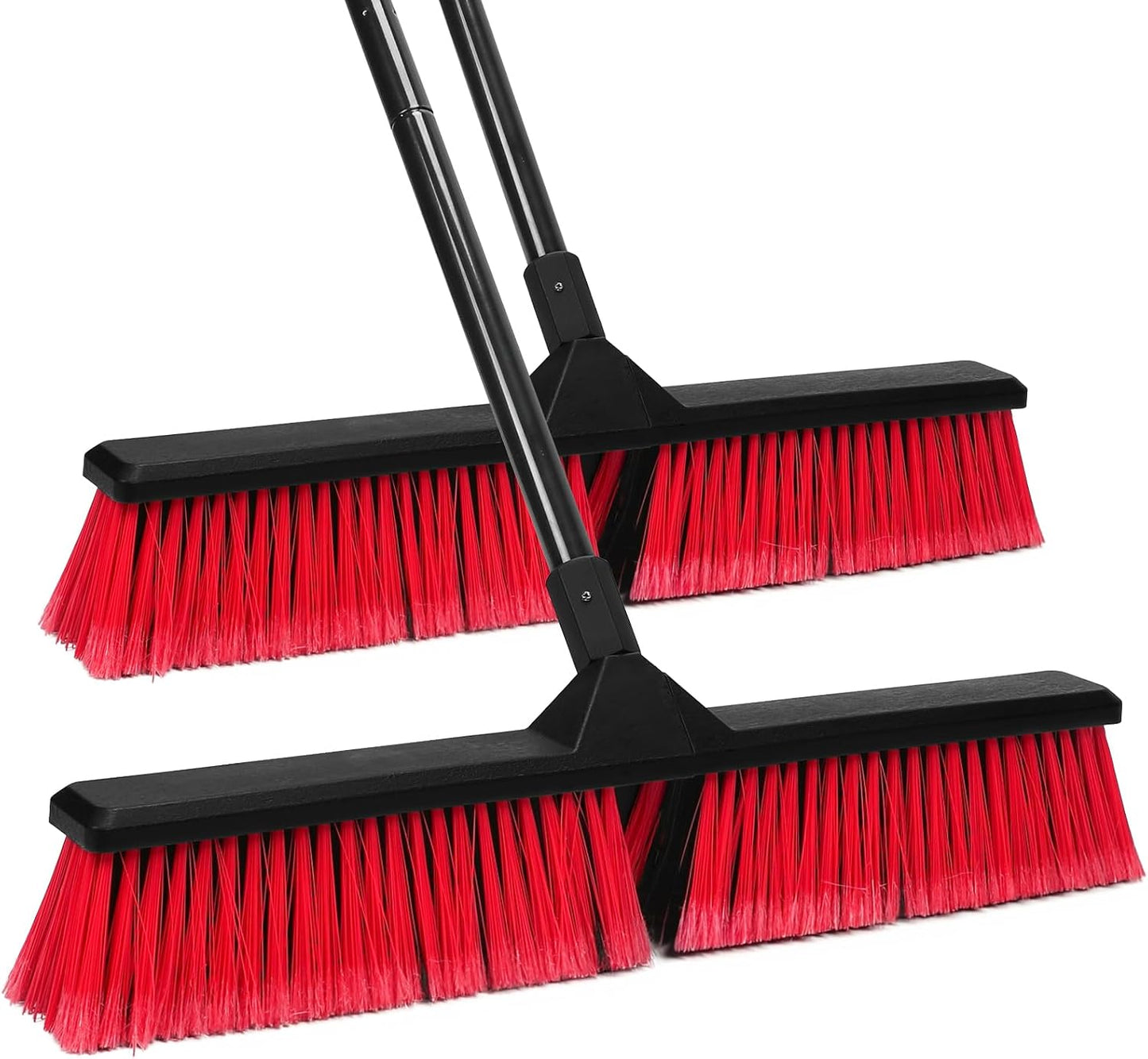 24" Push Broom with 63" Long Handle, Heavy Duty Broom for Floor Sweeping, Stiff Bristles Broom Brush for Workshop, Garage, Concrete, Patio and Deck
