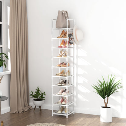 LANTEFUL Tall Narrow Shoe Rack for Entryway, 10-Tier Sturdy Metal Shoe Shelf Storage 10-15 Pairs of Shoes and Boots, Space Saving Corner Shoe Rack Organizer for Closet,Doorway,Garage,Living Room