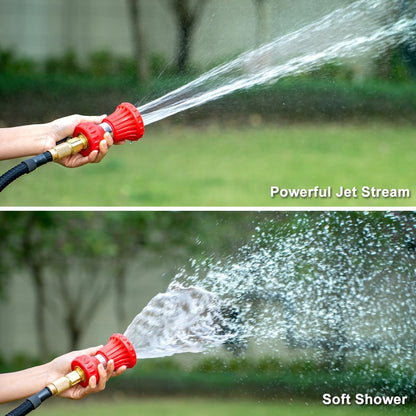 FANHAO Fireman Style Garden Hose Nozzle, Heavy Duty High Pressure Adjustable Sprayer, Leak-Proof Metal Fire Hose Sprayer Nozzle for for Car Washing, Patio Cleaning, Lawn & Pet Showering