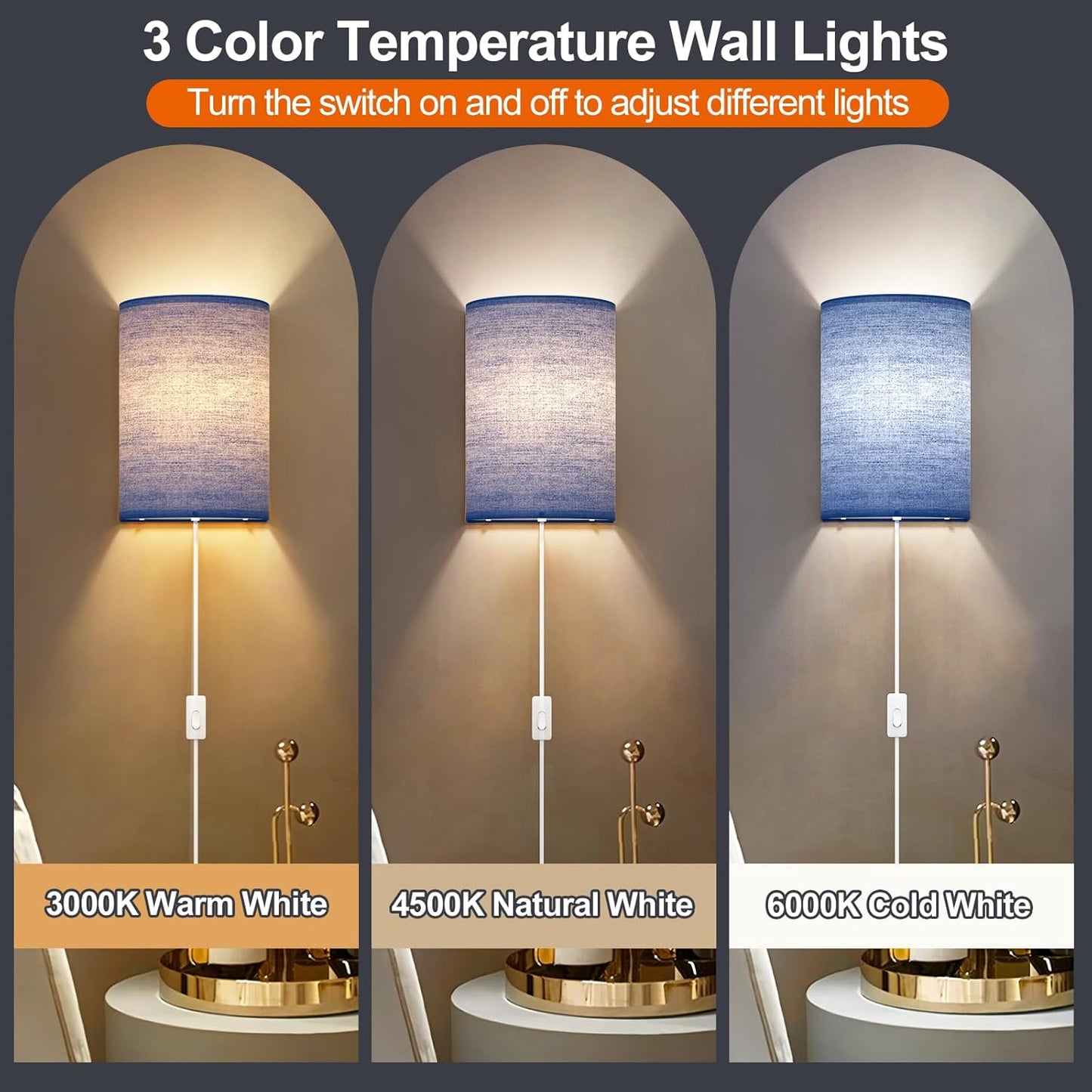 Battery Operated Wall Sconce Set of Two: 10000mAh Wireless Wall Light with Rechargeable Magnetic Bulb - Dimmable Wall Lamp with 7 RGB Colors - Linen Shade Sconces with Remote for Bedroom Living Room