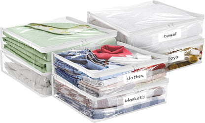 Plastic Storage Bags with Easy-Glide Zipper, Pack of 8, Durable Clear Vinyl Zippered Storage Bags for Clothes Sweaters Comforters Blankets Sheets Bedding (15.7 x 13.8 x 3.9 Inch, White)