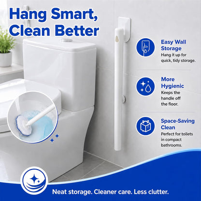 Toilet Wand Starter Kit – Disposable Toilet Bowl Brush Cleaning System, 50 Scrubbing Refills, Wand Handle & Wall-Mounted Hook
