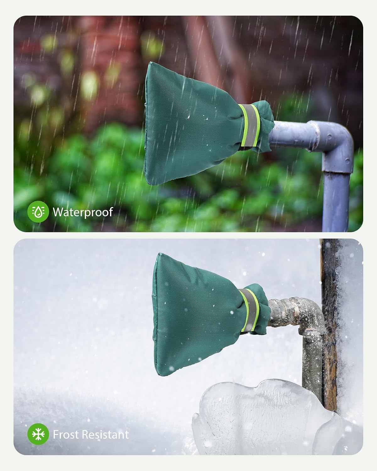 Outdoor Faucet Covers for Winter Freeze Protection, Kanosan 8.3"H X 6.7"W Thickened Reflective Outside Spigots Covers Hose Bib Insulated Sock for Winter Cold Weather, 2 Pack Black