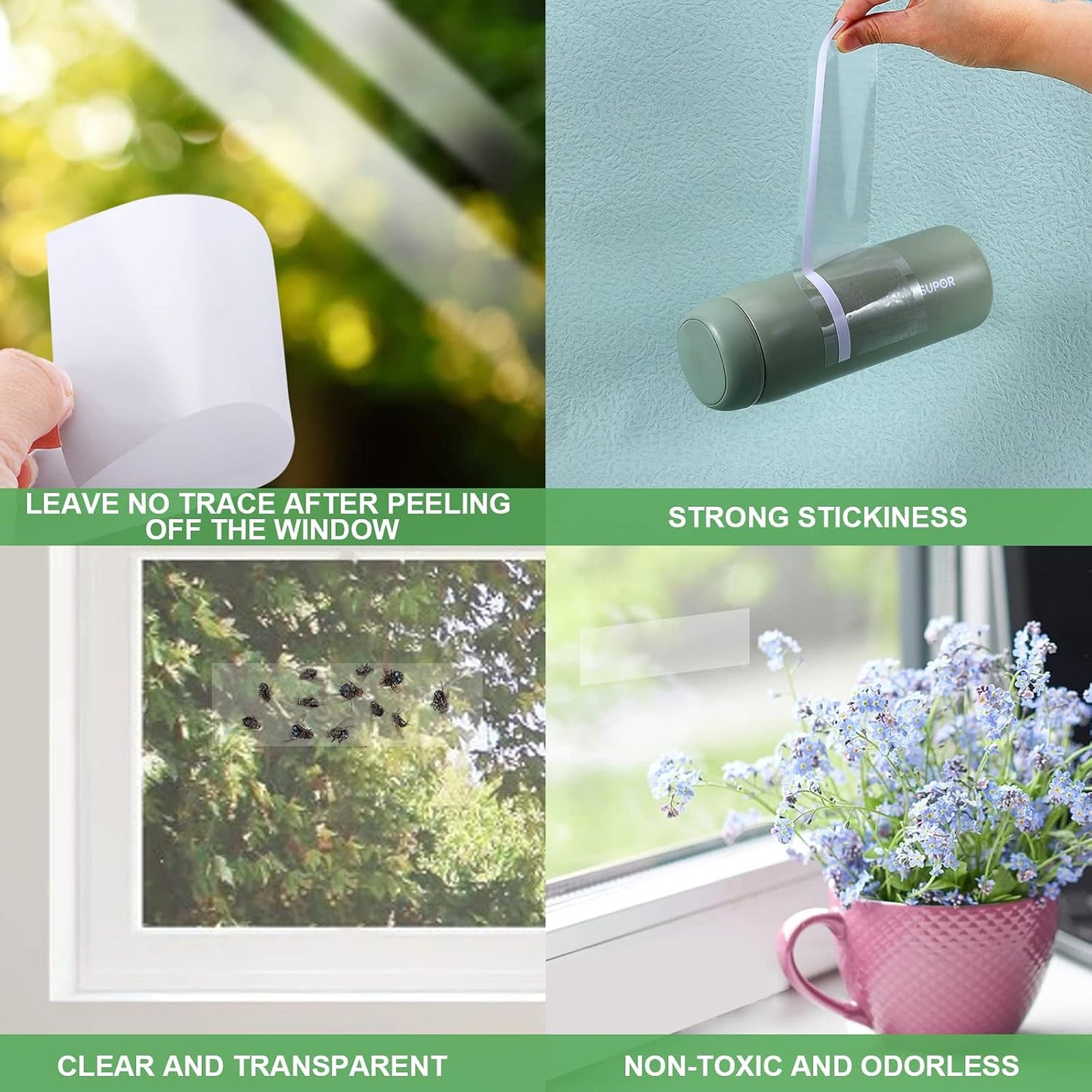 Fly Traps for Indoors Outdoor, Fly Paper Strips Sticky Hanging, Fruit Fly Strips,Fly Tape Catcher Ribbon, Fruit Fly Gnat Trap Killer Fly Traps for Inside Home(35 Pack)
