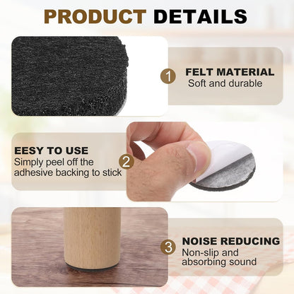 uxcell 32Pcs Non Slip Furniture Pads, 3" Round Self Adhesive Felt Bumpers Noise Reducing Furniture Feet Floor Protector for Chairs Tables Furniture Legs (White 0.2" Thick) - Colors B