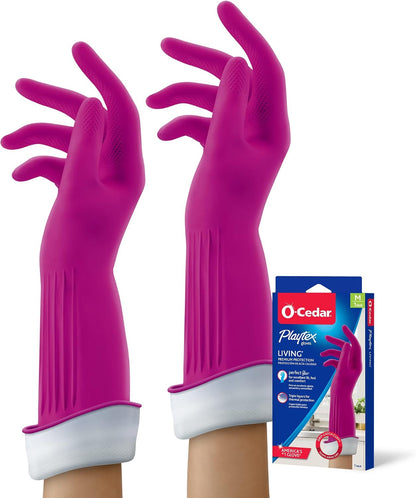 Playtex Living Drip-Catch Cuff Gloves, (Medium, 2 Pairs) Premium Protection Reusable Household Gloves