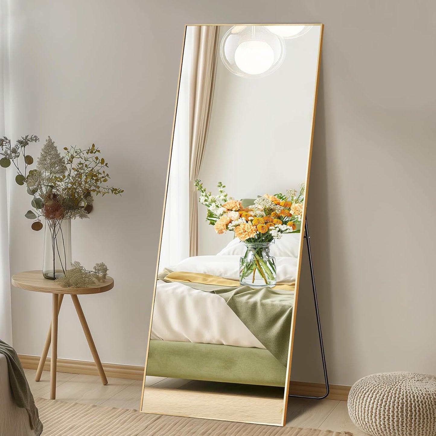 DUMOS 64"x21" Full Length Mirror, Full Body Mirror, Black | Aluminum Alloy Thin Frame, Leaning or Hanging, Suitable for Bedroom, Livingroom, Cloakroom