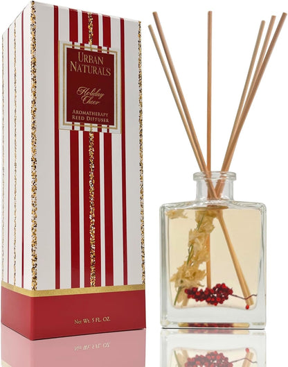 Urban Naturals Smoked Vanilla Reed Diffuser Set with Vanilla Bean, Sandalwood & Leather – 5 Ounce Sleek Black Rectangular Refillable Glass Bottle – Made in the USA