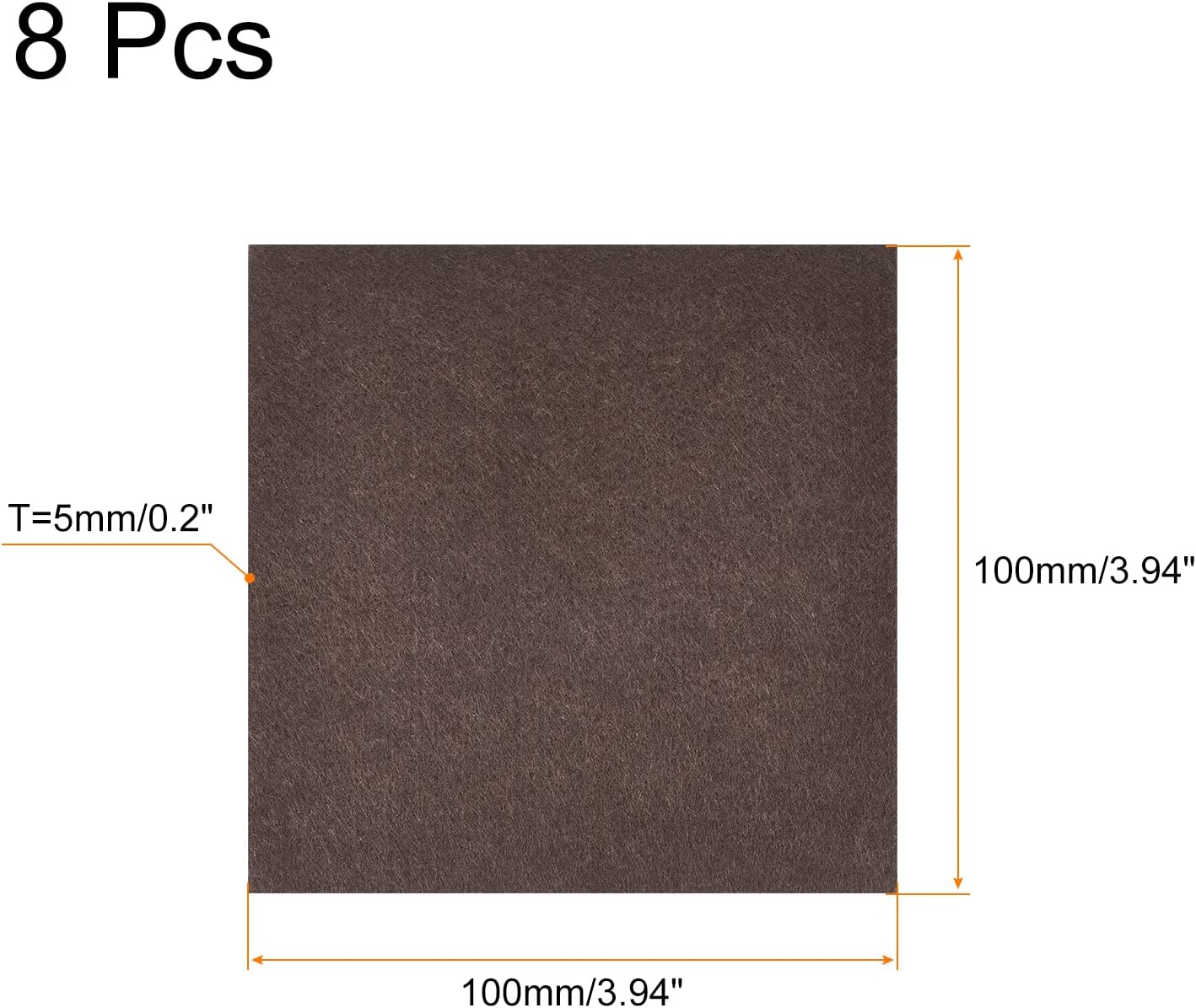 uxcell Felt Furniture Pads, 1.5-inch x 1-inch Self Adhesive Cuttable Anti Scratch Square Floor Protectors for Furniture Legs Hardwood Floor, Brown 16Pcs