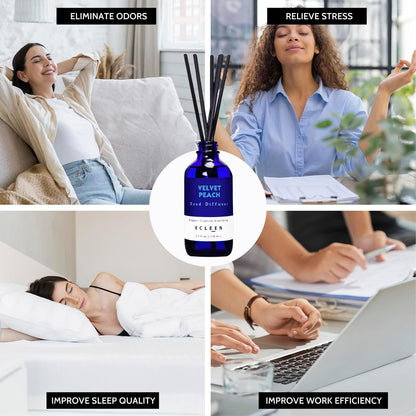 Xcleen Reed Diffusers Set, 3.7 Oz Scent Diffuser, 6 Reed Diffuser Sticks, Home Fragrance Hyacinth, Peony & Citrus, Aromatherapy Oil Diffuser Reeds, More Masculine Scent, Bathroom & Office Decor 110ml