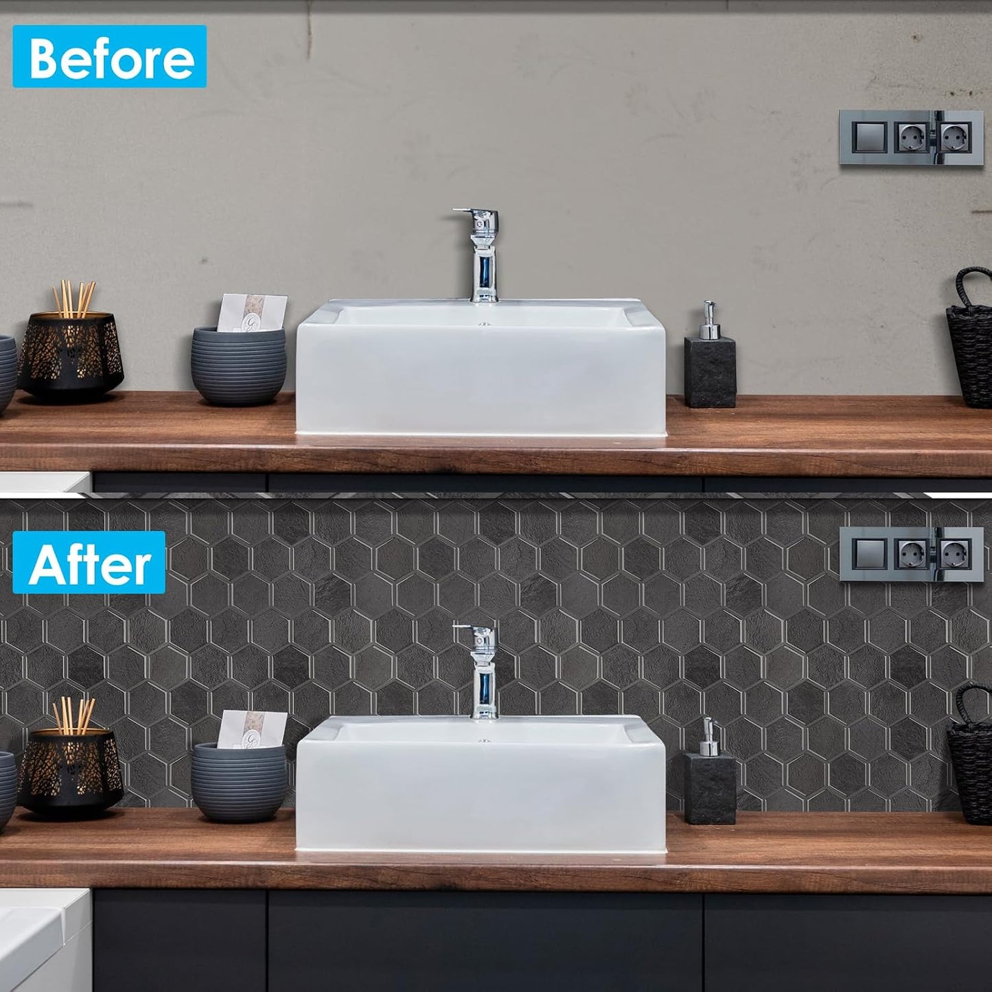 10-Sheet Hexagon Peel and Stick Backsplash for Kitchen, New Upgrade Premium Extra Thicker Design 3D Self Adhesive Wall Tiles, Large Stick on Tiles for Kitchen and Bathroom (12" x 12")