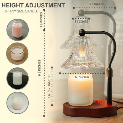 Candle Warmer Lamp – Dimmable Candle Lamp with Timer, Adjustable Height for Jar Candles (Oak)