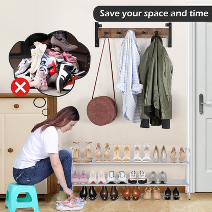 MISSLO 3-Tier Long Shoe Rack for Closet Shoe Organizer for Closet Floor Entryway Storage Stackable Wide Shoe Shelf Stores 24 Pairs of Men Sneakers, Black