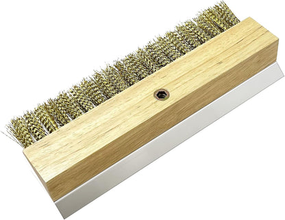 Pizza Oven Brush 7 Inch Brass Bristles Replacement Brush Head and Scraper