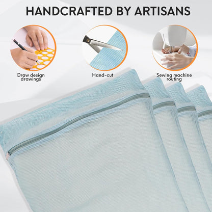 4-Piece Pink Medium Durable Organic Cotton Mesh Laundry Bags with Sturdy Zippers and Breathable Mesh are Delicate Laundry Bags for Underwear, Clothes, Pants and Socks