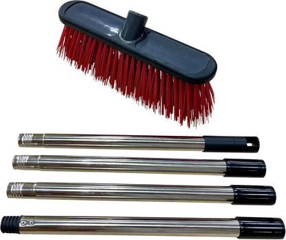 Fit for the Job Heavy Duty Outdoor Broom with Stiff Synthetic Bristles for Garden, Patio, Driveways, Concrete, Paving, Decking and Tarmac with Durable 4-Part Aluminium Handle - Ideal for Wet Debris