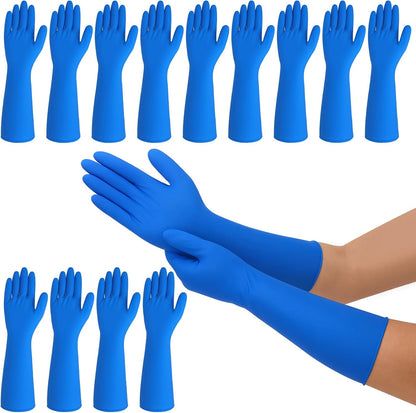 50 Counts 16" Long Disposable Nitrile Gloves Latex Free Dishwashing Gloves Waterproof for Household Clean Gardening(Blue,L)