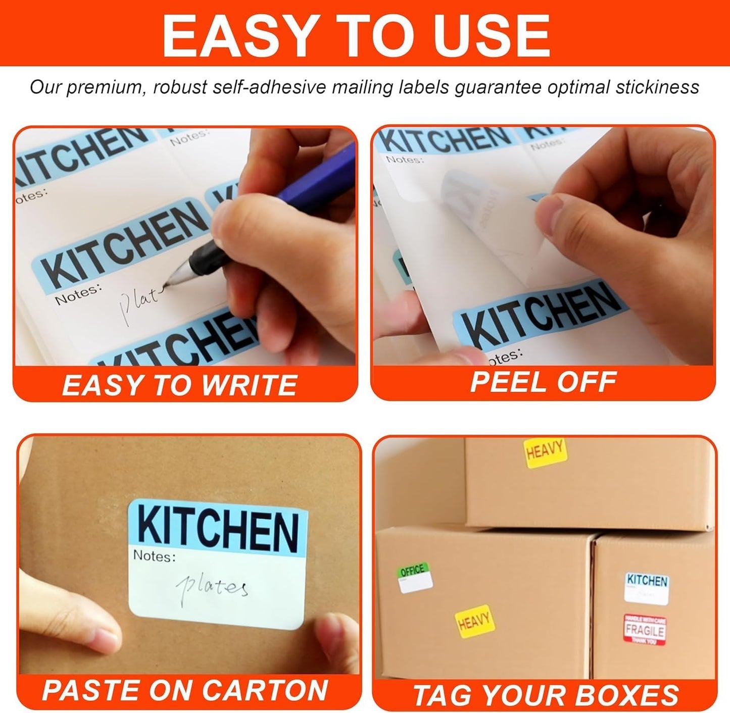 Moving Stickers 800 Pcs 3x2 Inch – Large Home Moving Packing Labels for Boxes Color Coded – Packing Stickers for Moving Boxes with Writable Notes – 20 Large Customizable Moving Box Labels