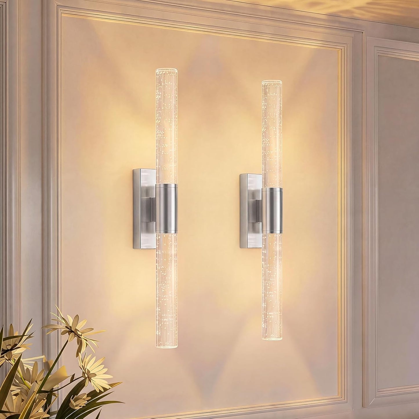 camuucci Battery Operated Wall Sconces Set of 2 Rechargeable Battery Powered Wall Light with 12000mAh Not Hardwired Dimmable Wall Lamp Fixtures for Bedroom Living Room Gold 15.3 Inches
