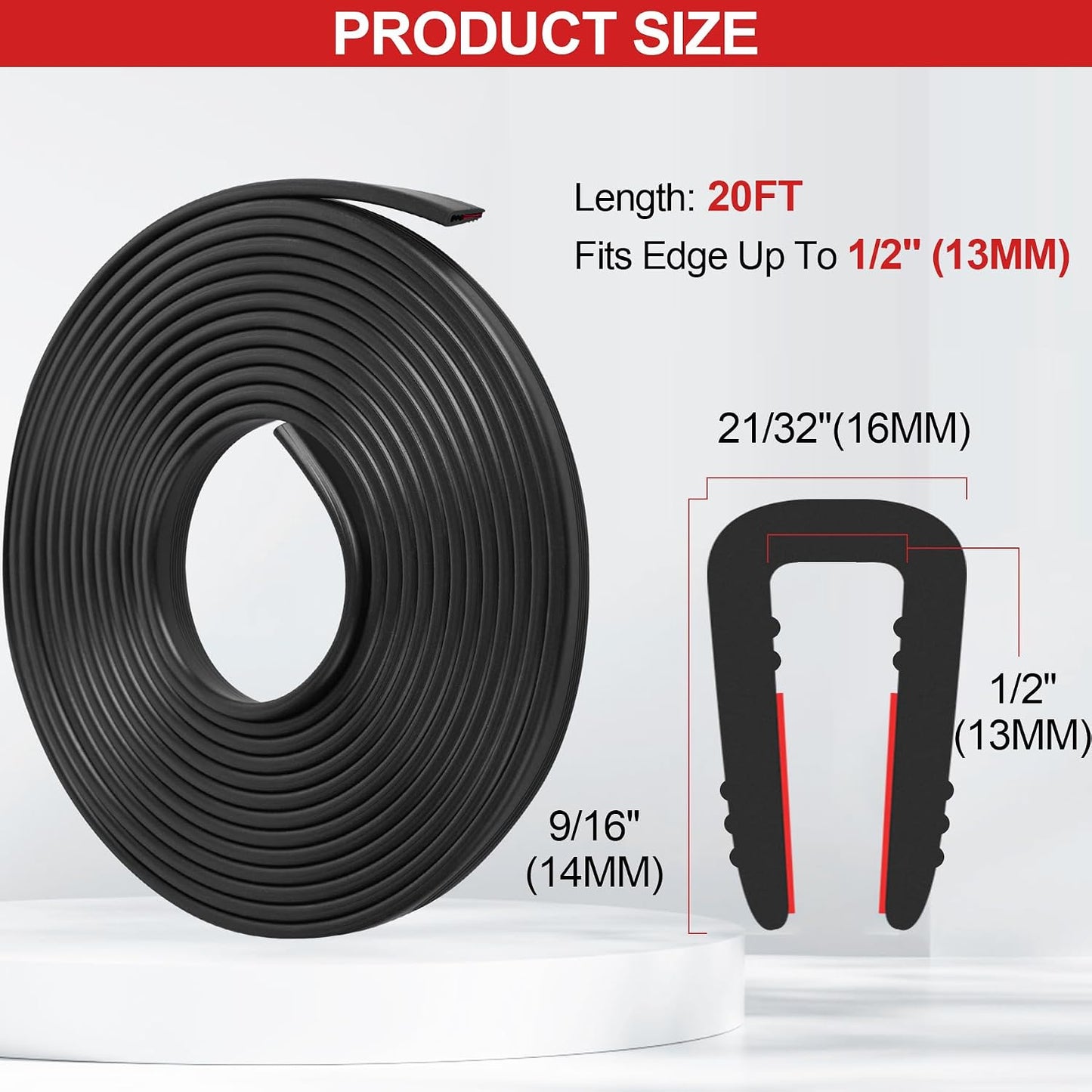 ToLanbbt Rubber Edge Trim U Channel, 1/16" Self Adhesive Sheet Metal Edge Guard Protector, EPDM Seal Strip for Car Doors, Steel Plates, Glass, Hatches, Table Corners, Fit 1/16"(1.6mm), 10Ft, Clear