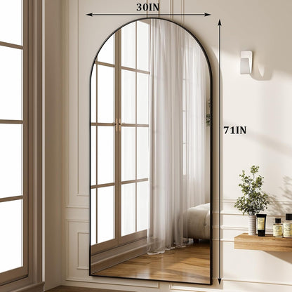 HARRITPURE 64"x21" Arched Full Length Mirror Free Standing Leaning Hanging Mounted Mirror Aluminum Frame Modern Simple Home Decor for Living Room Bedroom Cloakroom, Gold