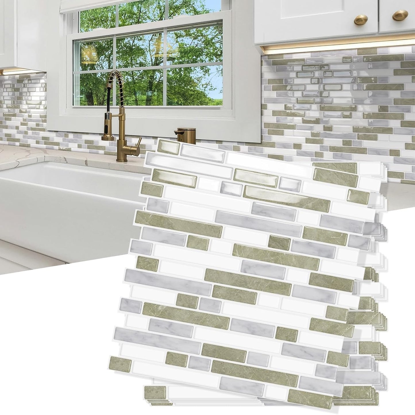10 Sheets Thick Peel and Stick Kitchen Backsplash Tiles | 3D Waterproof Self Adhesive Wall Tile Stick on Backsplash for Kitchen,Bathroom and Fireplace(Pink,12"×12")