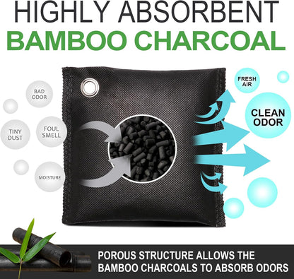 Activated charcoal deodorizer (11 x 100g), bamboo charcoal air purification bags, suitable for dehumidifying, home, refrigerator, shoes, pets, wardrobe, car air freshener deodorant bags.