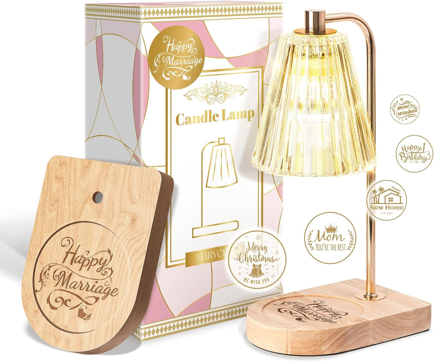 Marycele Vintage Candle Warmer Lamp with Timer Dimmer, Adjustable Height | Vintage farmhouse style with 2 bulbs, adjustable height, timer and dimmer for flameless fragrance in bedroom or home gifts