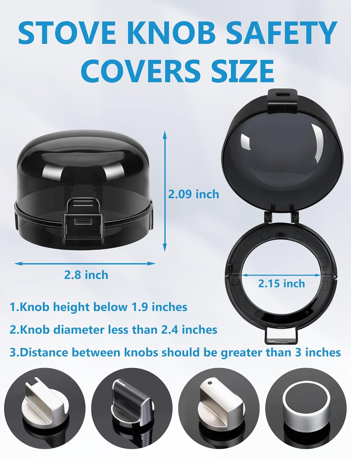 Stove Knob Safety Covers, 6 Pack Universal Gas Stove Knob Covers, Heat-Resistant Baby Proof Stove Knob Covers, Gas Stove Knob Locks for Child Safety and Pet (Black)