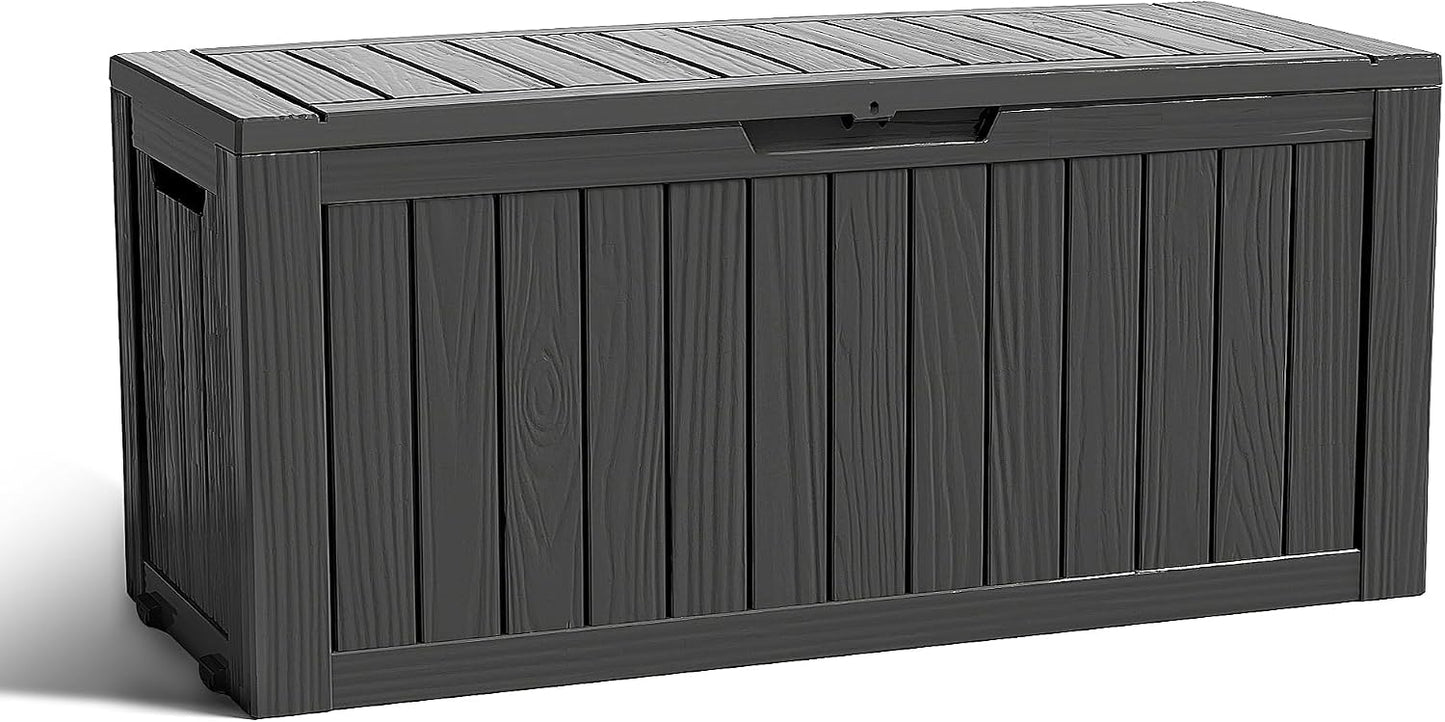 EasyUp 35 Gallon Outdoor Storage Box, Outdoor Deck Boxes for Garden Tools Equipment,Cushions and Patio Storage,Lockable and Resin,Easy to Install(Black)
