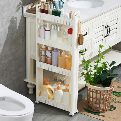 Slim Storage Car Durable Slim Storage Cabinet with Wheels Narrow Shelf Rack for Kitchen,Bathroom,Study,Office,Etc (3 Tier elevated)