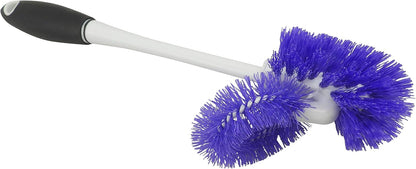 Toilet Brush and Holder Set with Under Rim Cleaner – Compact Bathroom Cleaning Brush with Stiff Bristles and Hygienic Plastic Stand – Deep Cleaning Toilet Bowl Brush System