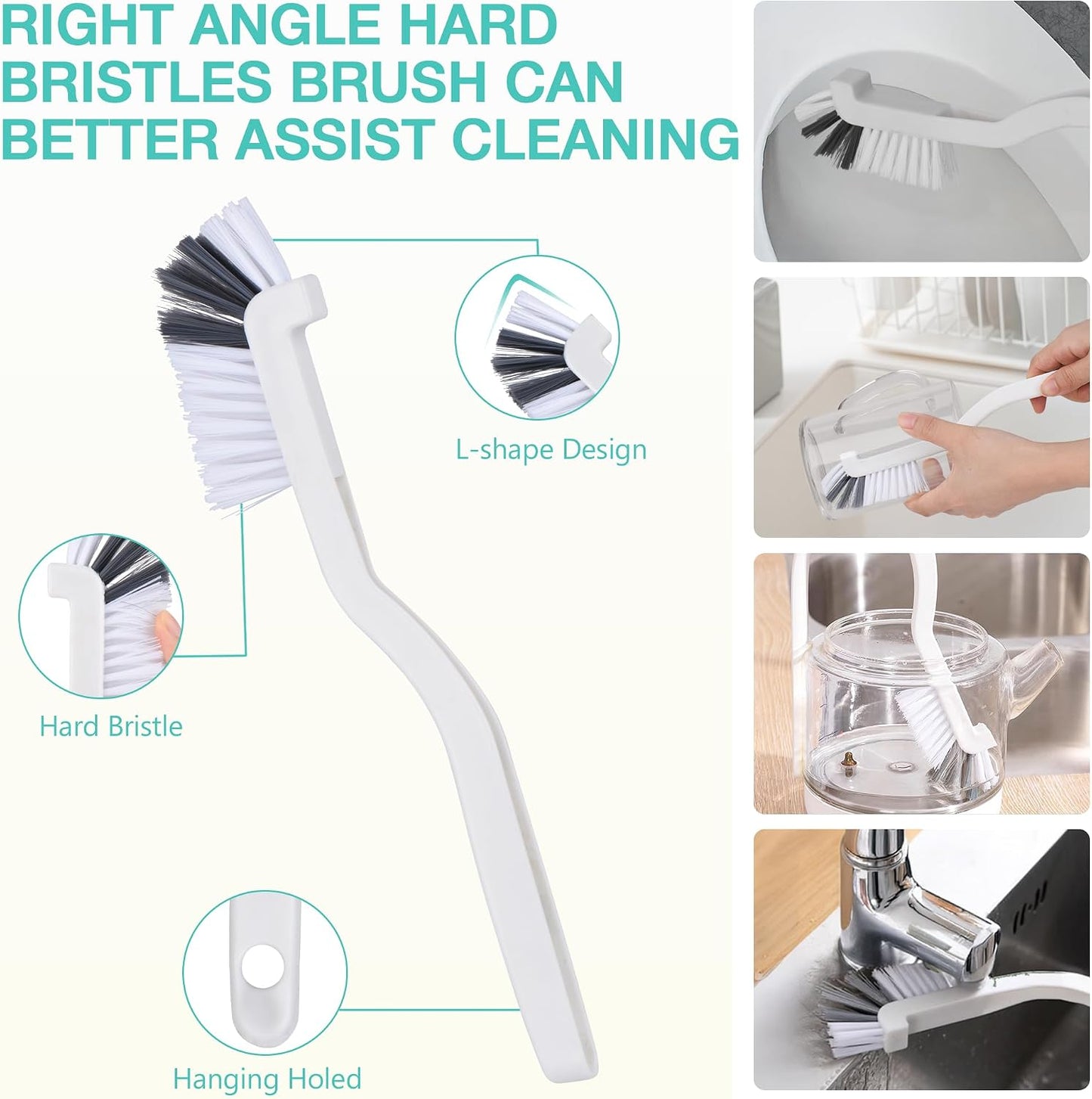Tedmax 12PCS Grout Brush Set, Hard Bristle Crevice & Baseboard Tool | Crevice cleaning tool designed to reach tight spaces between tiles, sinks, cabinets and baseboards with ease.