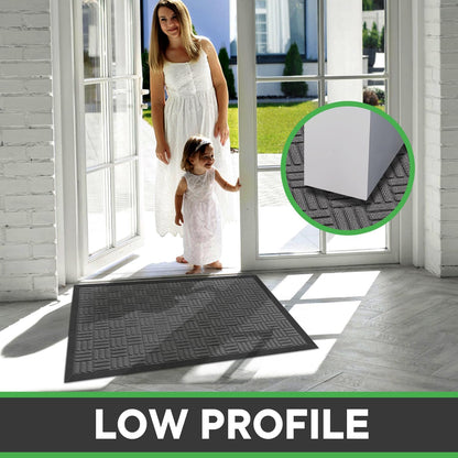 Mibao Front Door Mat, Heavy Duty Durable Welcome Mat for Outdoor Indoor, Dirt Trapper Waterproof Super Absorbent Door Mat for Entryway Outside Patio Porch, 29.5" x 17", Grey