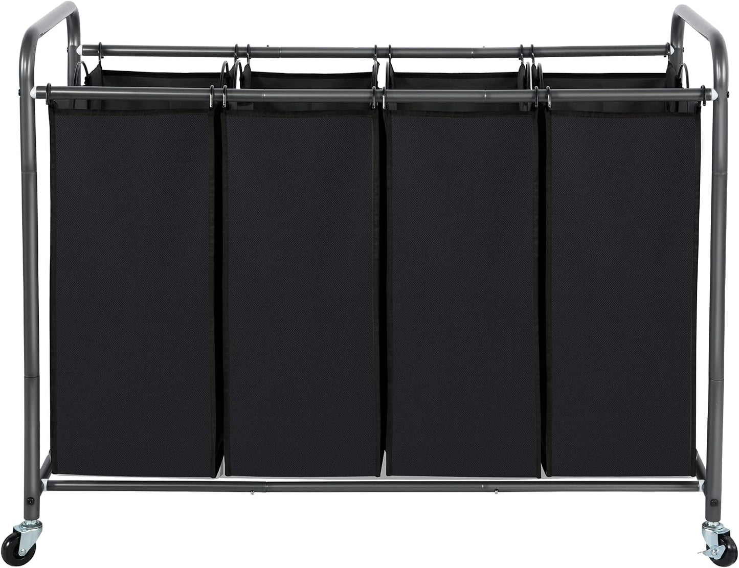 STO STO Laundry Sorter 3 Section, 3 Bag Clothes Hamper, Rolling Laundry Cart Basket with Heavy Duty Lockable Wheels and Removable Bag for Laundry Room, Bedroom, Closet, Gray