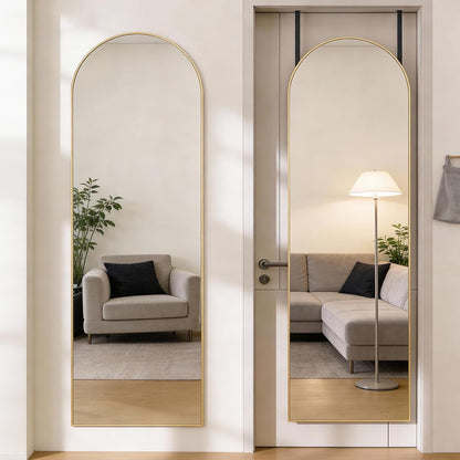 DUMOS 64"x21" Full Length Mirror, Full Body Mirror, Black | Aluminum Alloy Thin Frame, Leaning or Hanging, Suitable for Bedroom, Livingroom, Cloakroom