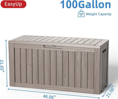 EasyUp 33 Gallon Resin Deck Box Waterproof, UV Resistant Outdoor Storage Box for Delivery, Porch, Patio and Garden, Stripe Black