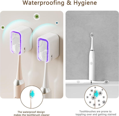 Toothbrush Holder Wall Mounted Toothbrush Holders for Bathrooms, Tooth Brush Holder for Travel and Home, Single Toothbrush Organizer with Cover for Shower 2PCS