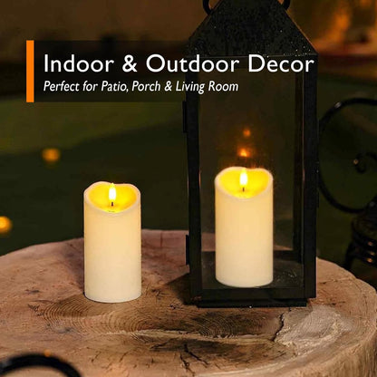 Homemory Dripping Wax Flameless Candles, Battery Operated Candles with Remote Control and Timers, LED Pillar Candles, Electric Fake Candles, 3" x 6", Set of 2