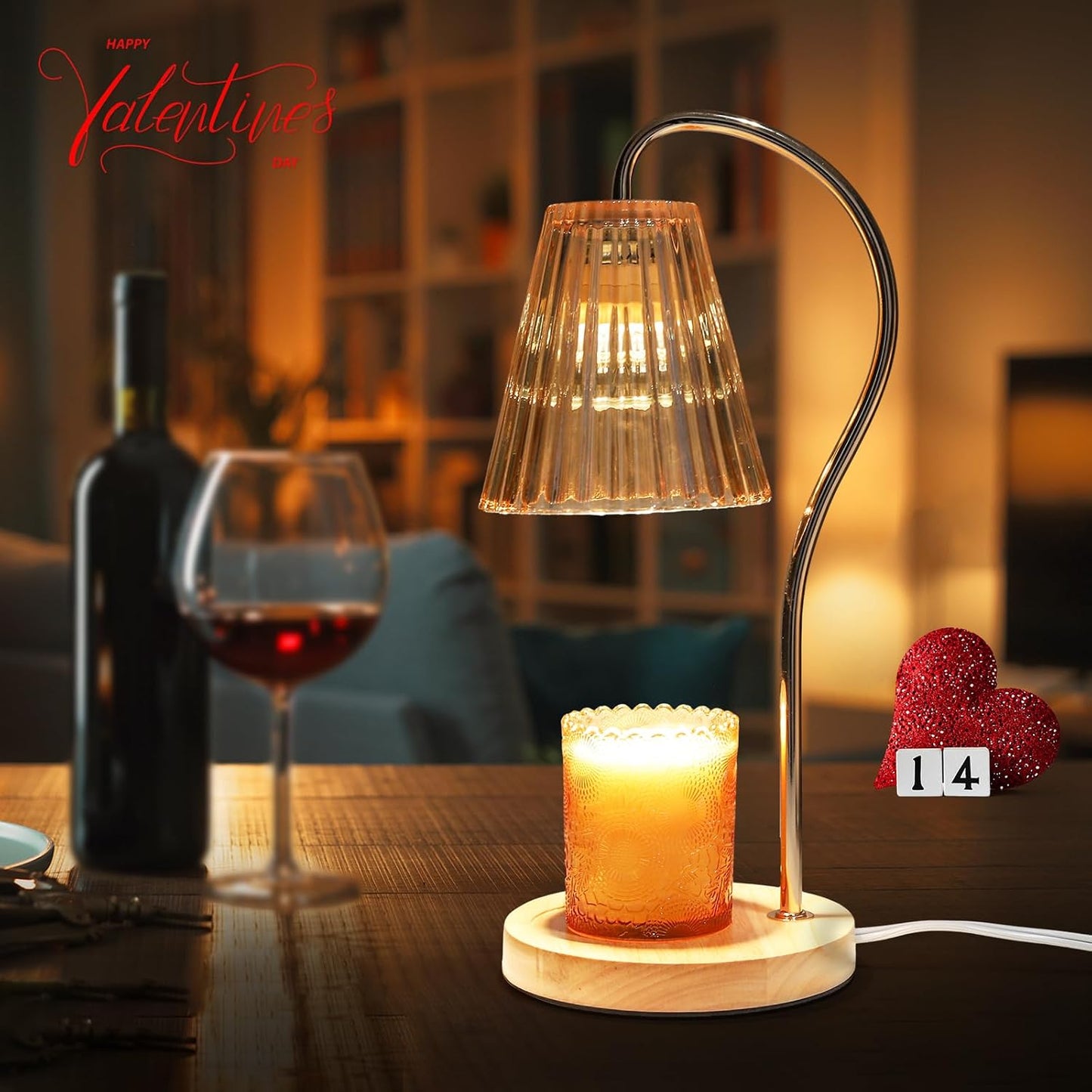 Elenhome Candle Warmer Lamp with Adjustable Height, Stepless Dimming Function-Home Decor Lamp, Metal Candle Lamp for Jar Candles, No Flame Scented Candle Warmer with 2 Bulbs (Black)