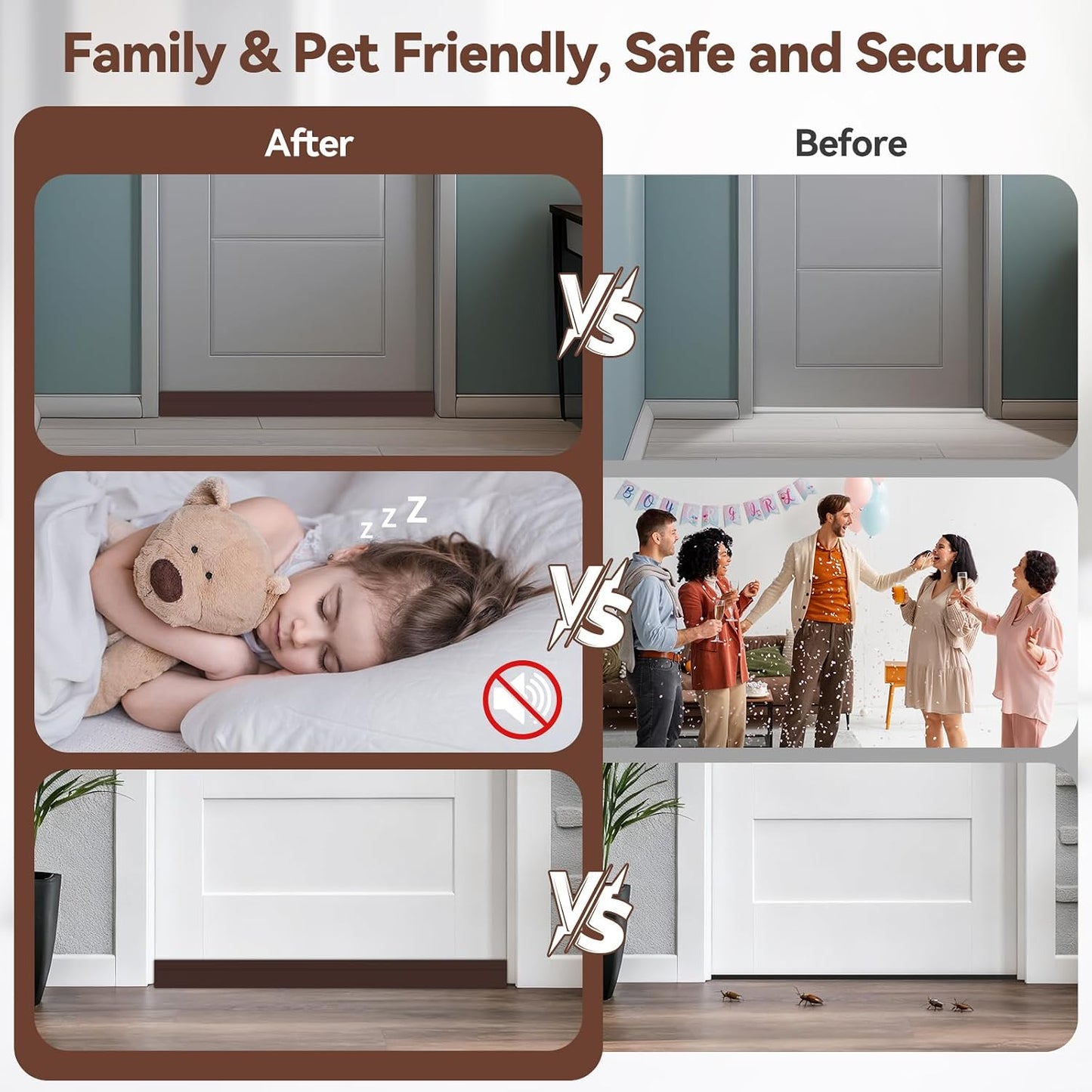 Door Draft Stopper, Ohuhu 39"L x 2"W Silicone Weather Stripping Under Door Seal for Exterior Interior Doors, 1" Widened Strong Adhesive, Soundproof Door Sweep Strip to Block Cold, Noise, Light Pests