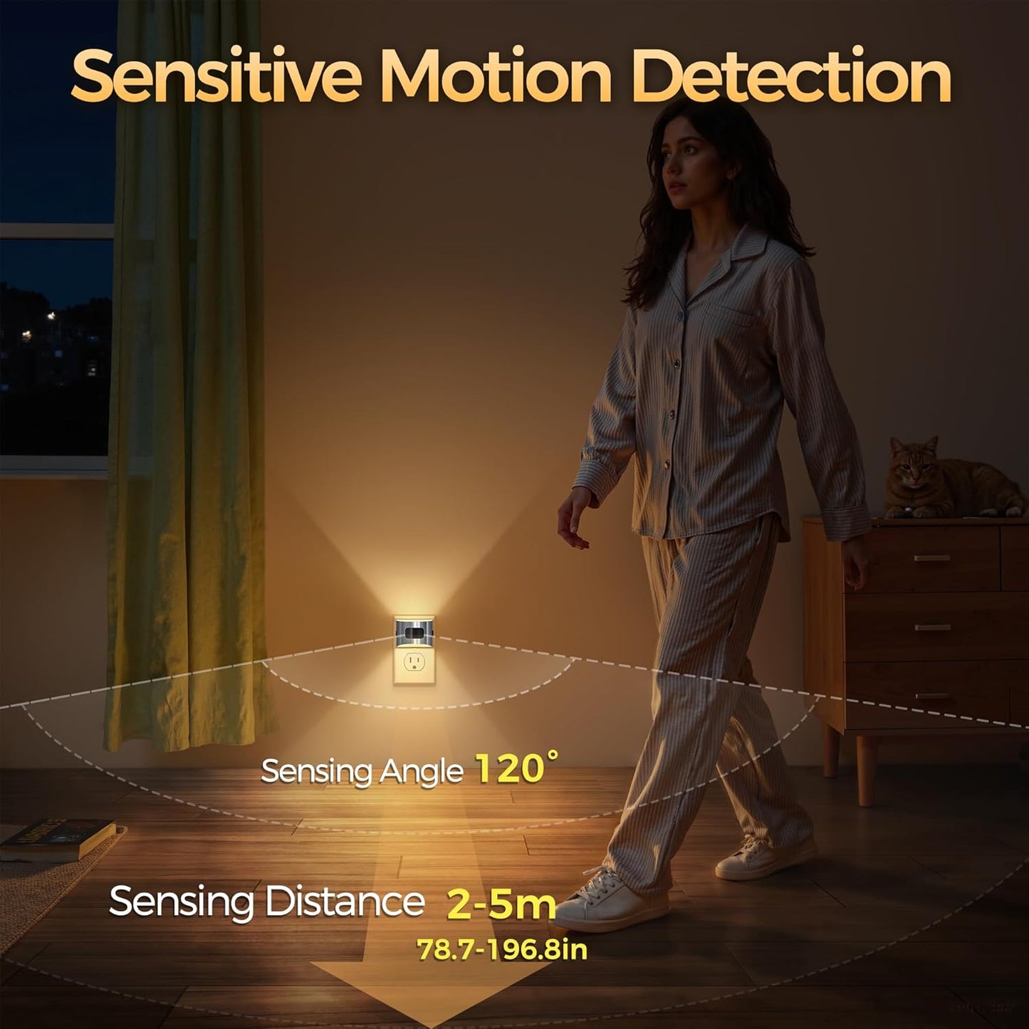 DORESshop LED Night Light[2 Pack], Night Lights Plug into Wall, 3 Mode Plug in Night Light with Motion Sensor, Dusk to Dawn Sensor, Nightlights for Adults, Bedroom, Bathroom, Hallway
