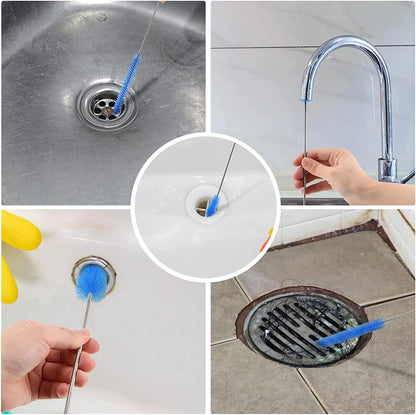 Flexible Straw Drain Brush Line Cleaner - 5 Ft Long Nylon Cleaner Double Ended Elastic Hose Pipe and 3 Pcs 10 Inch Straw Cleaning Brush for Tumbler, Sippy Cup, Bottle and Tube