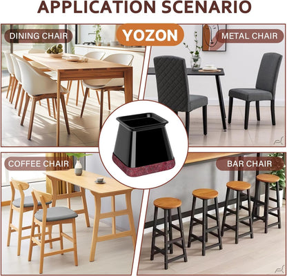 YOZON Chair Leg Floor Protectors Felt Furniture Pads Silicone Caps | Chair Leg Protectors for Hardwood Floors 32 Pack Anti-Scratch Reduce Noise Clear Round Medium Fit 3/4" to 1-3/16" (19-30mm)
