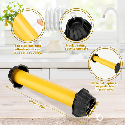 Qualirey 12 Pcs Sticky Fly Trap Fly Stick Indoor Outdoor Long Lasting Hanging Flies Bug Catcher Paper Tape Strips with Hook for Wasps Gnats Bug Insects Fruit Flies Mosquitoes (Stylish-3,Yellow)