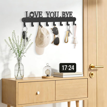 2 Pack Key Holder Wall Mount, Wall Mount Key Holder, Key Hooks Hanging Keys, Key Hanger with 8 Hooks, No-Drill Decorative White Key Rack for Living Room, Kitchen, or Bathroom