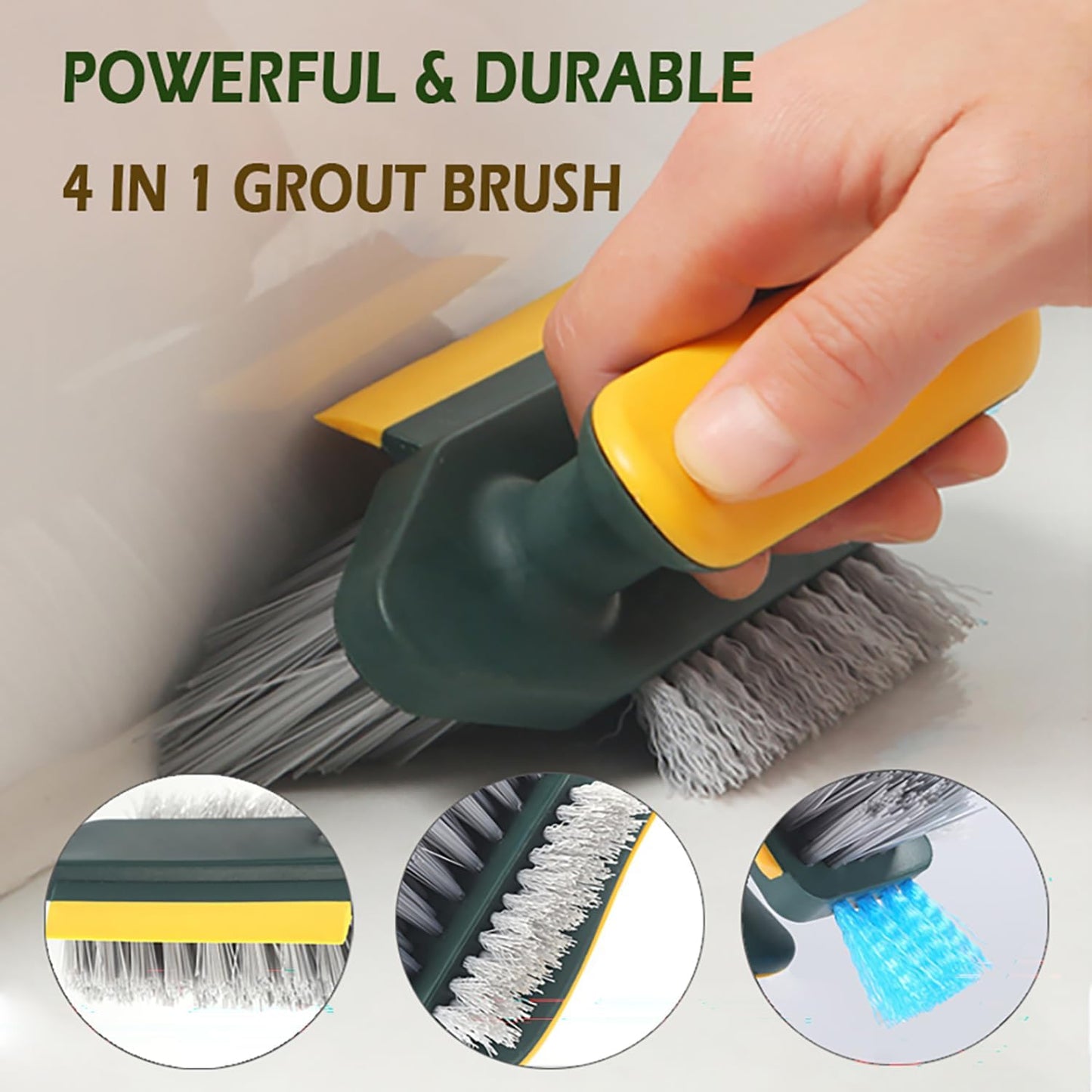 Alnorte 4 in 1 Grout Cleaning Brush with Scrape, V Shape Grout Cleaner for Tile Floors, Bathroom, Corner, Baseboard, Kitchen, Shower with Stiff Bristles (White)