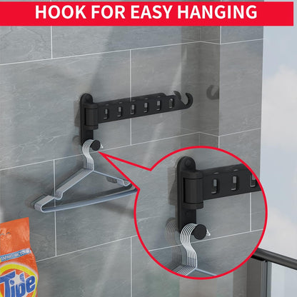 JOOM Wall Mounted Drying Rack, Foldable Clothes Hanger Rack for Laundry Room, Space Saving Wall Mount Clothes Rack, Aluminum Coat Hanger Holder for Closet, Bathroom, White