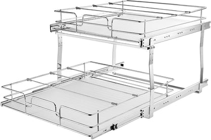 VEVOR Pull Out Cabinet Organizer, 12"W x 21"Dx15.2"H Heavy Duty Slide Out Pantry Shelves, Chrome-Plated Steel Roll Out Drawers for Home,13.5"Wx22"Dx19"H Inside Kitchen Cabinet, Bathroom, Under Sink