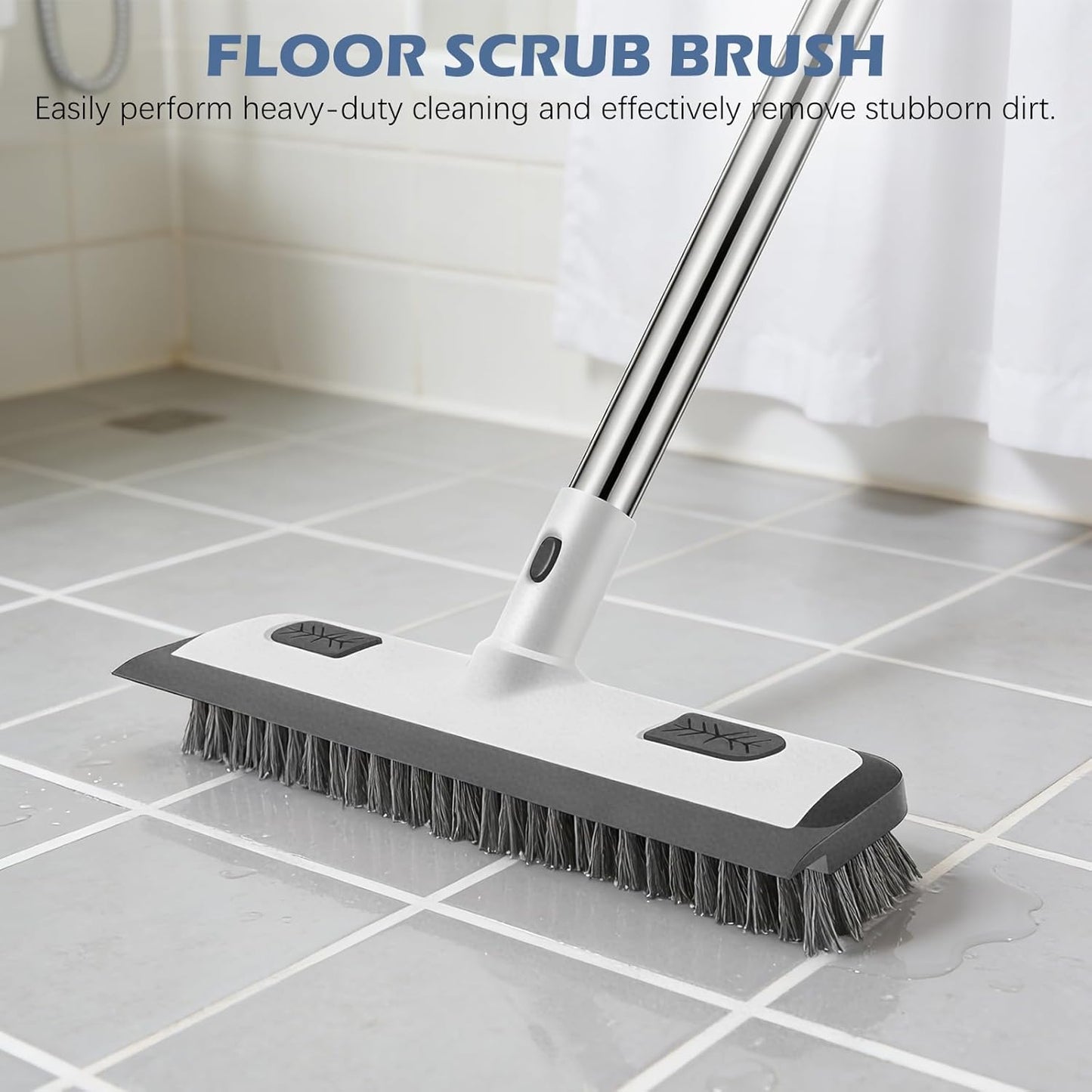 SetSail Tile Tub Scrubber Brush 3-in-1 Shower Scrubber with 52-inch Adjustable Long Handle Shower Cleaner Brush and 3 Detachable Replacement Brush Heads for Cleaning Bathroom Kitchen Walls Tub Tile
